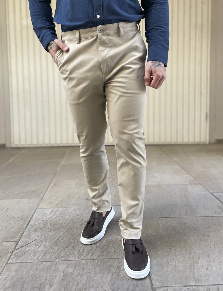 Lee Παντελόνι Chino Ελαστικό σε Slim Εφαρμογή Μπεζ 112342927 φωτογραφία